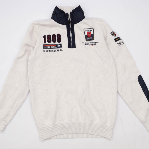 Stangata Mens Size M Cotton White Italian 1908 Jumper