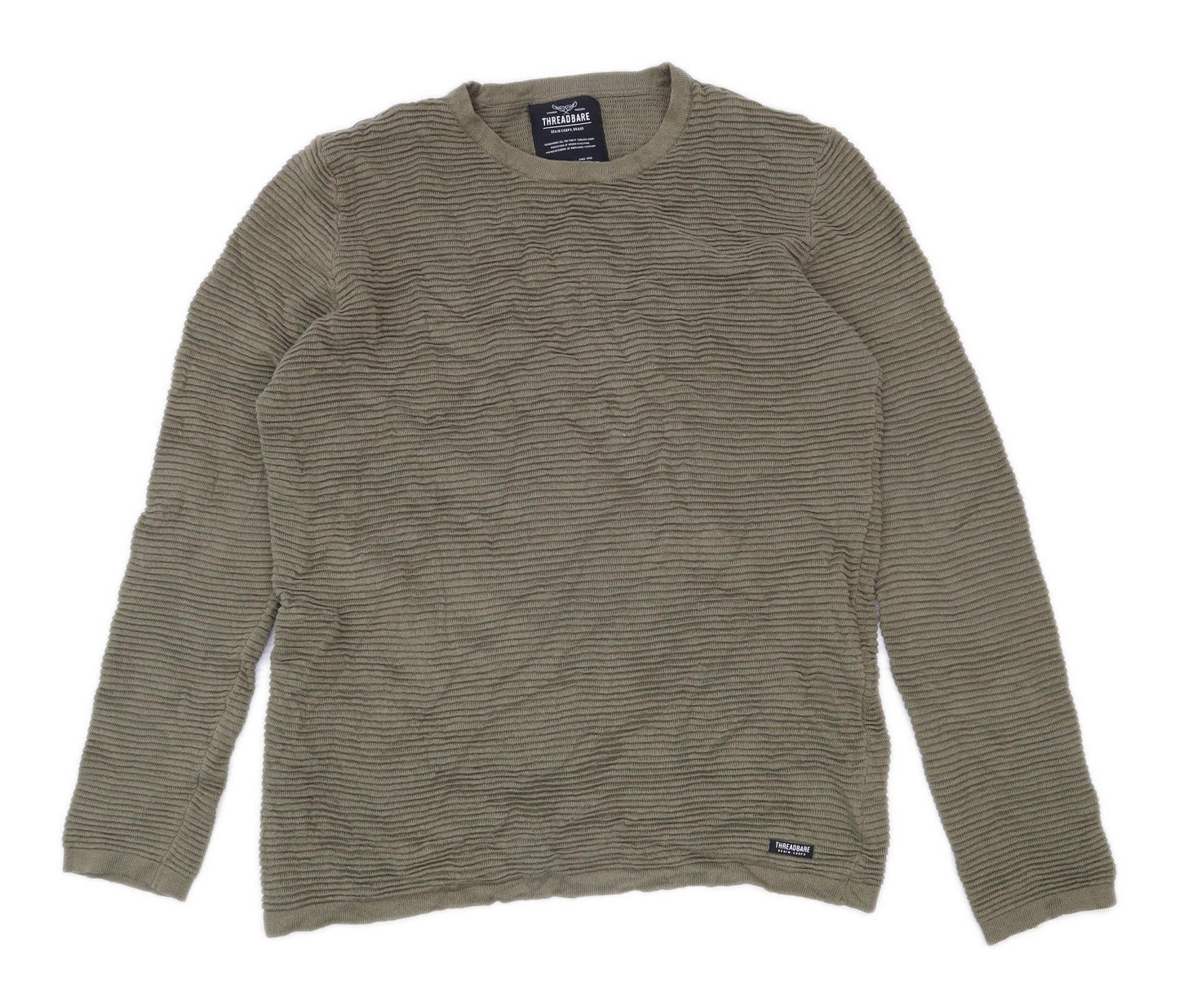 Threadbare Mens Size XL Cotton Textured Green Jumper