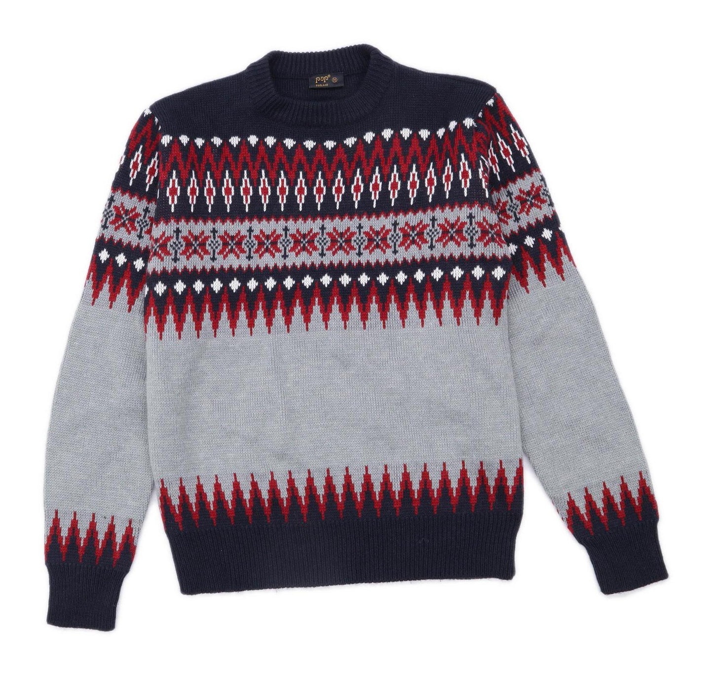 Pop Mens Size M Geometric Grey Jumper