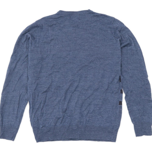 Atlantic Bay Mens Size M Striped Blue Jumper