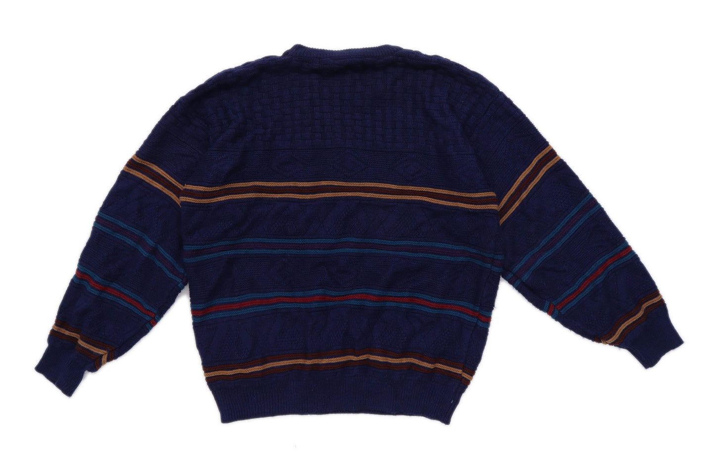Relco Mens Size M Striped Blue Jumper