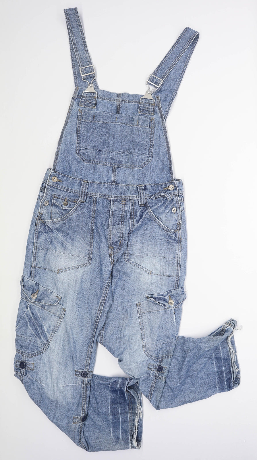 Topman Mens Blue Denim Dungarees Size W30/L32