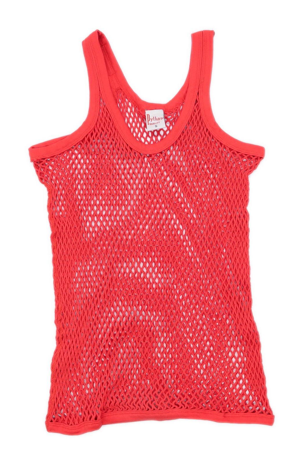 Python Mens Size S Cotton Red String Vest Top