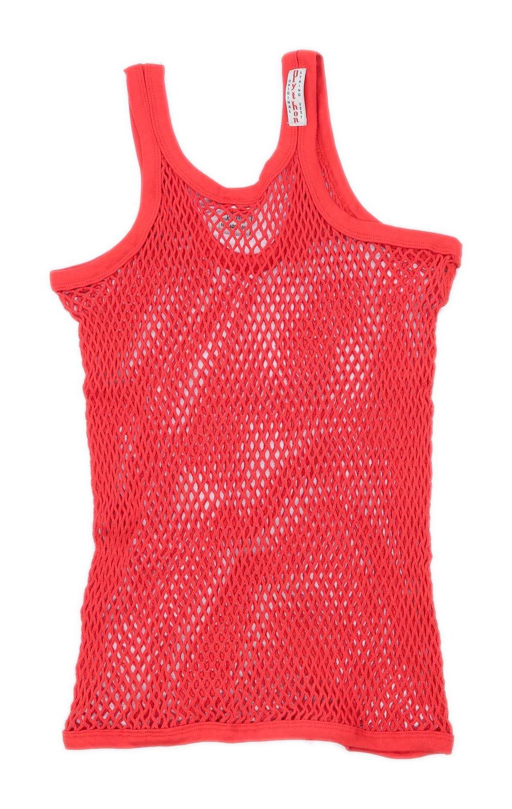 Python Mens Size S Cotton Red String Vest Top