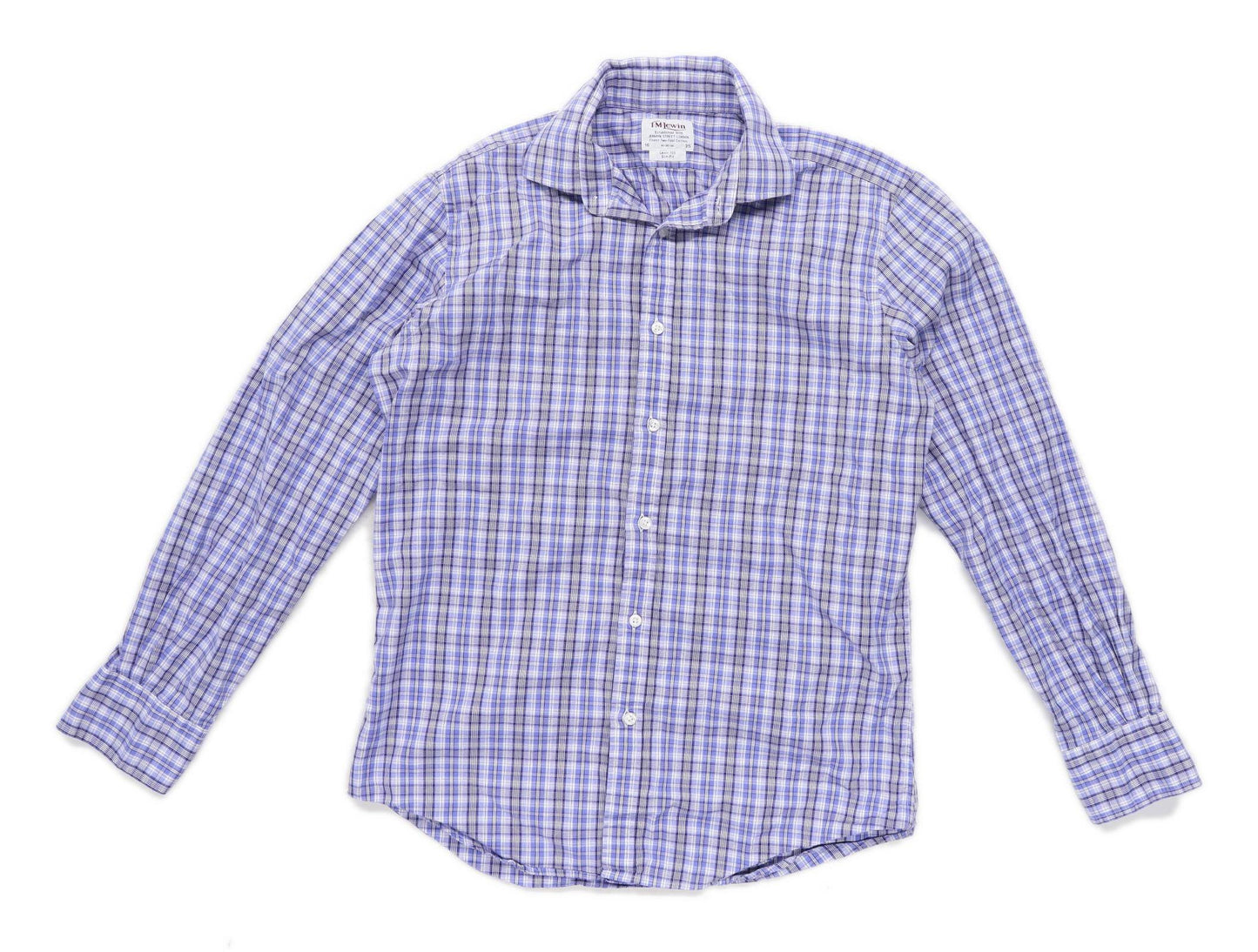 TM Lewin Mens Size S Cotton Check Blue Casual Shirt