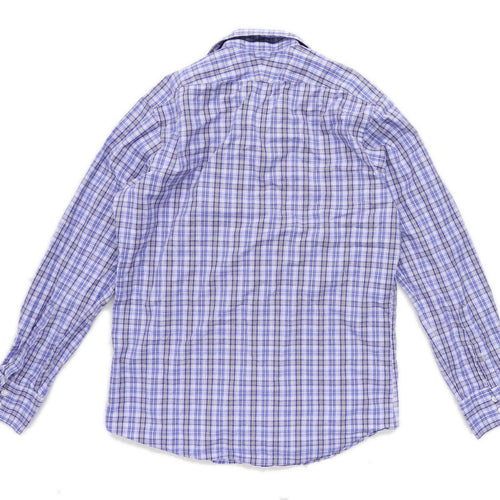 TM Lewin Mens Size S Cotton Check Blue Casual Shirt