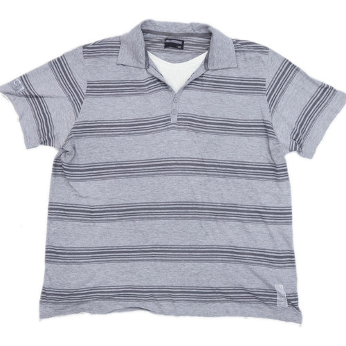 Burton Mens Size 2XL Cotton Blend Striped Grey Polo Shirt