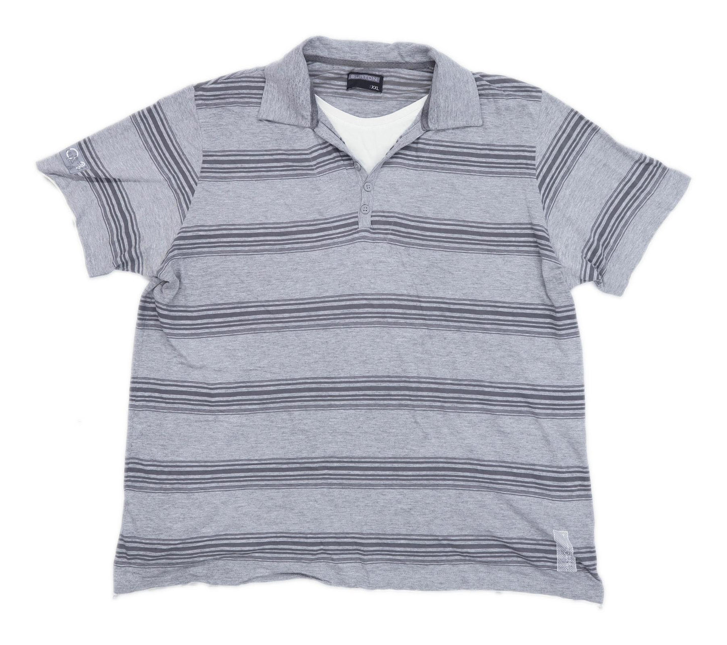 Burton Mens Size 2XL Cotton Blend Striped Grey Polo Shirt