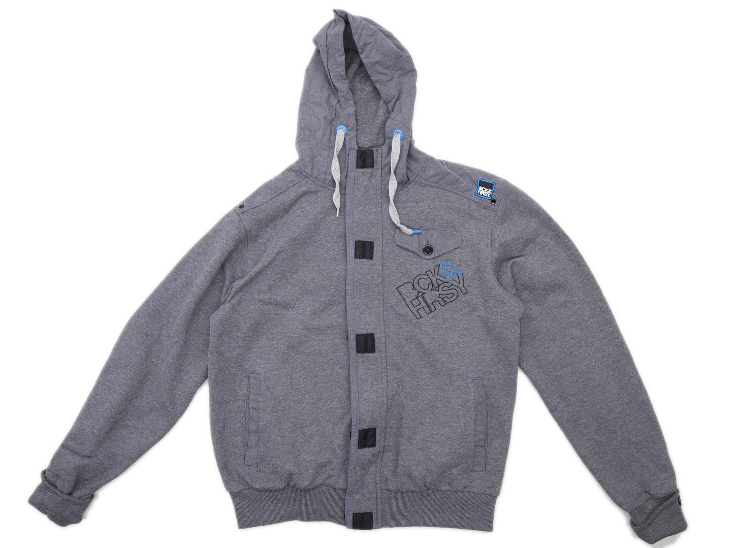 BCK&HRSY Mens Size L Cotton Blend Graphic Grey Hoodie