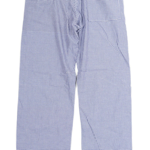 Meikle John Mens Check Blue Cotton Trousers Size W34/L30
