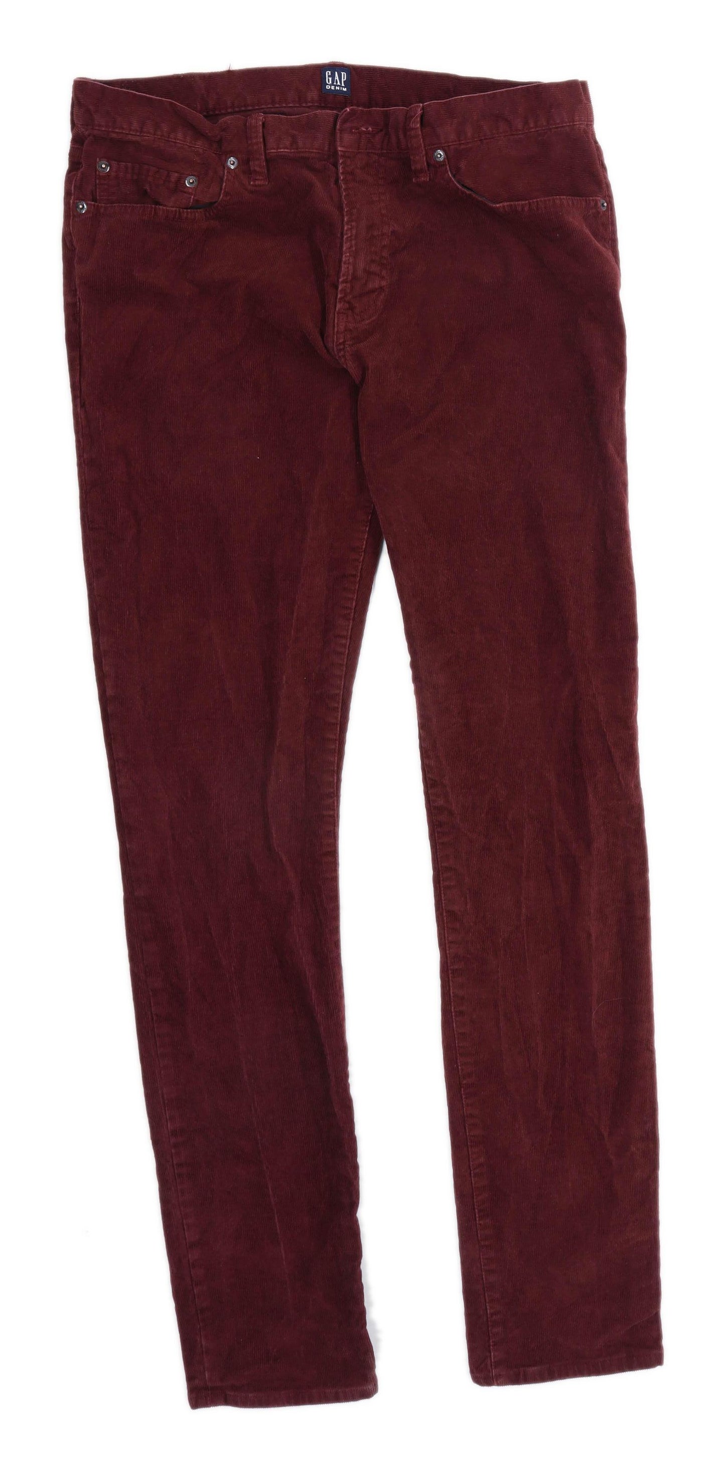 Gap Mens Burgundy Corduroy Trousers Size W32/L32