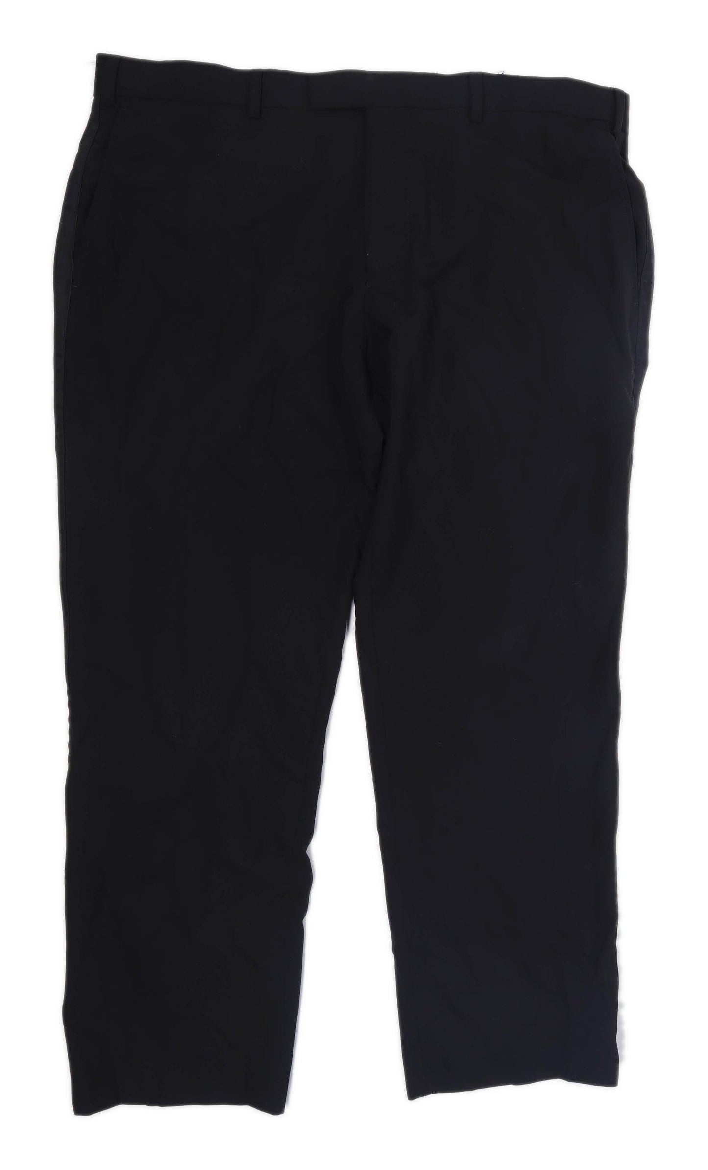 Moss Bros Mens Black Cotton Blend Trousers Size W38/L24