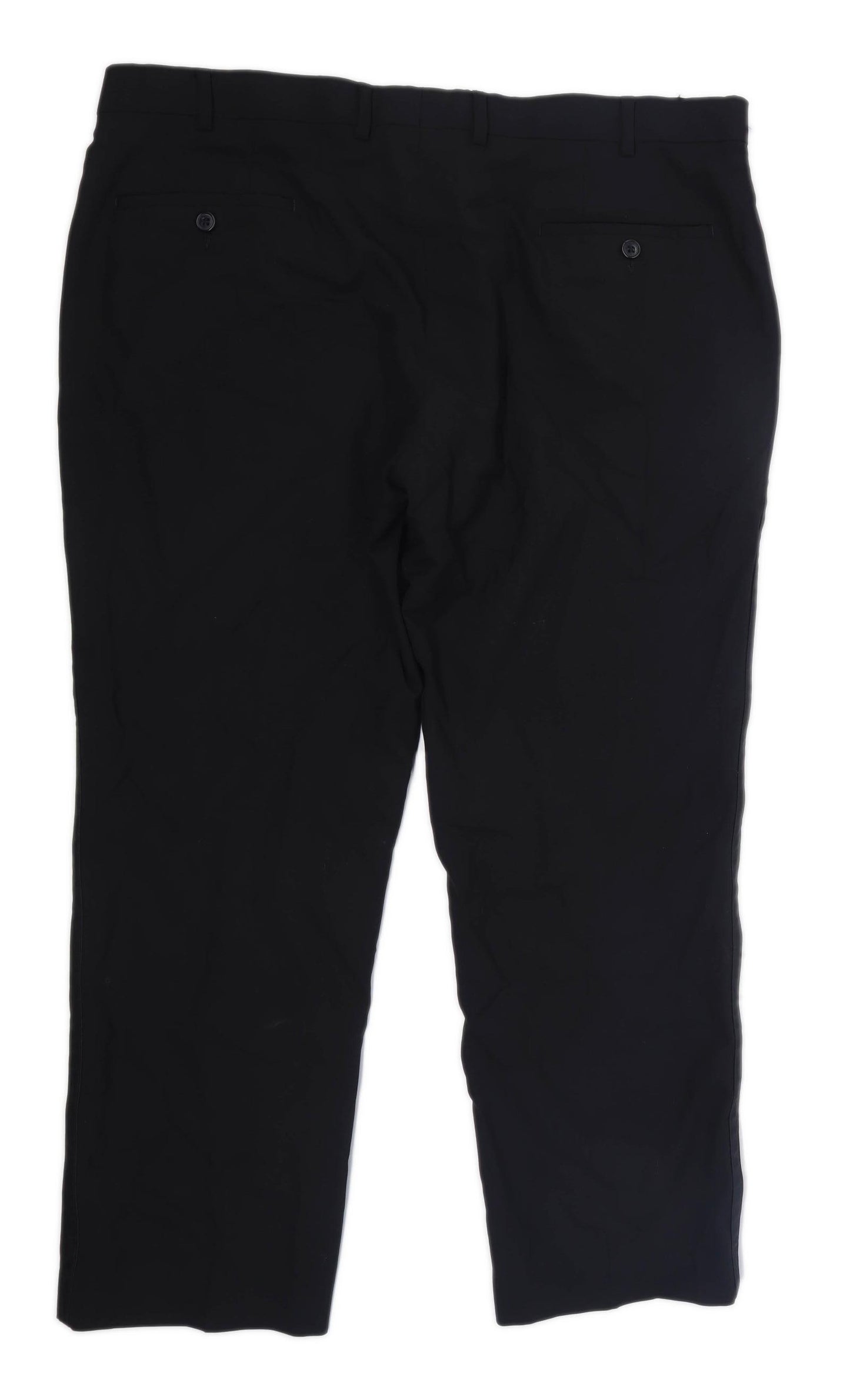 Moss Bros Mens Black Cotton Blend Trousers Size W38/L24