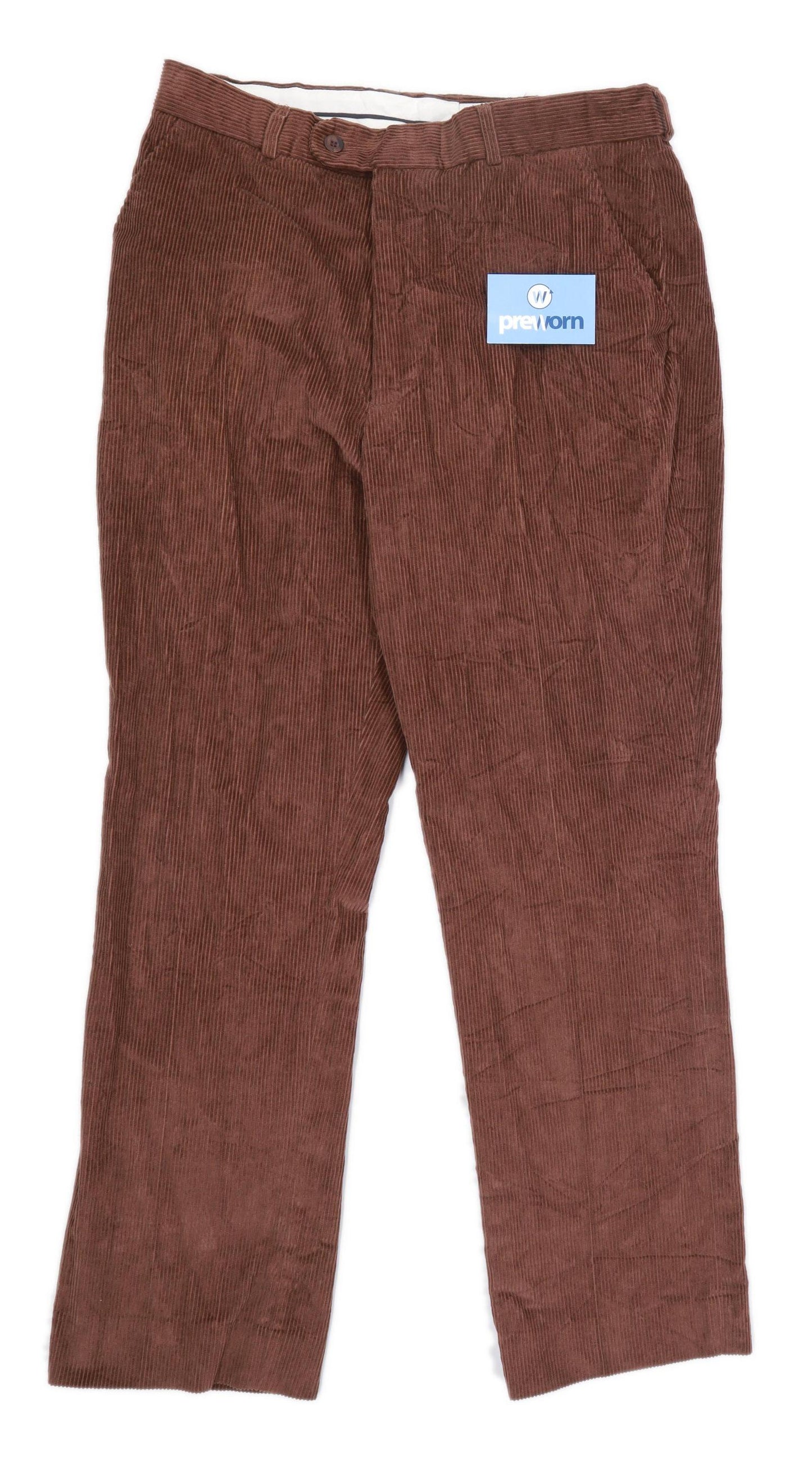 Premier Man Mens Brown Corduroy Trousers Size W34/L28