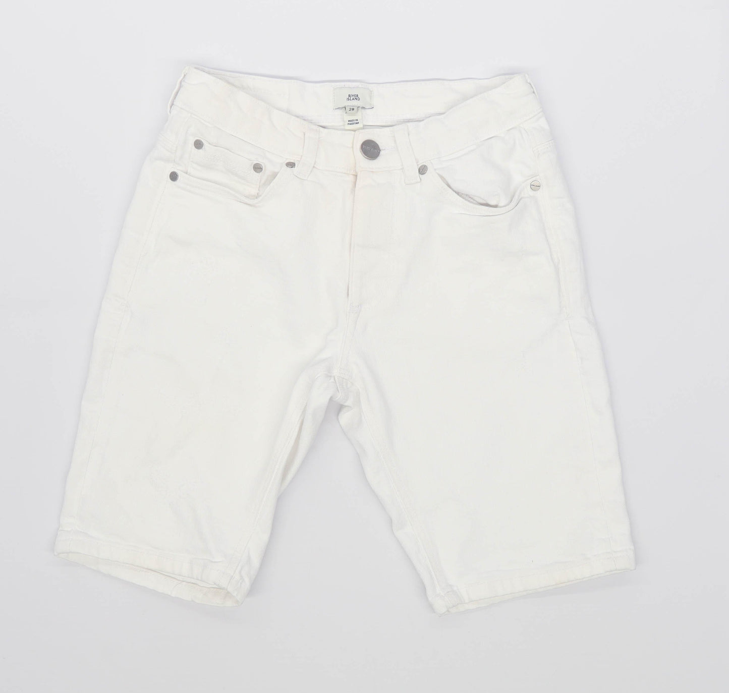 River Island Mens White Denim Shorts Size W28/L9