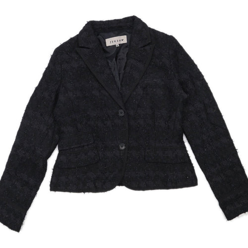 Jigsaw Womens Size 10 Black Cotton Blend Suit Jacket (Regular)