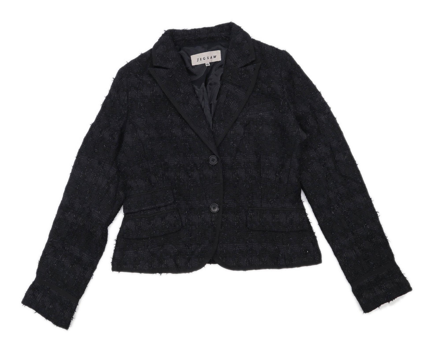 Jigsaw Womens Size 10 Black Cotton Blend Suit Jacket (Regular)