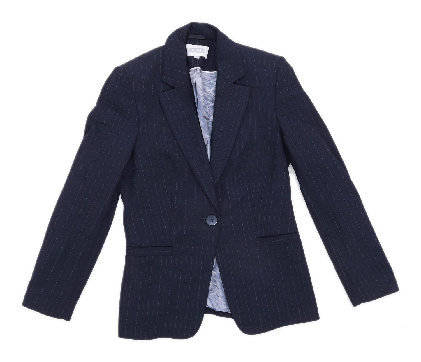 Next Womens Size 10 Blue Striped Blazer (Regular)