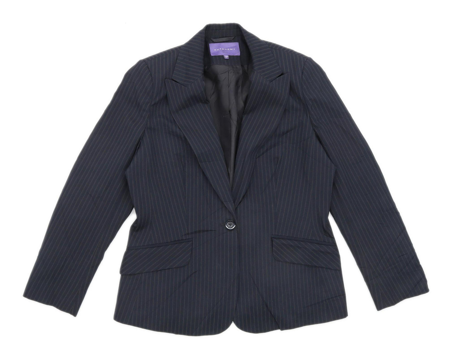 Autonomy Womens Size 12 Black Striped Blazer (Regular)