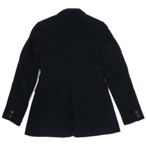 Press & Bastyan Womens Size 8 Black Wool Blend Striped Longline Formal Occasion Work Office Business Professional Jacket (Regular)