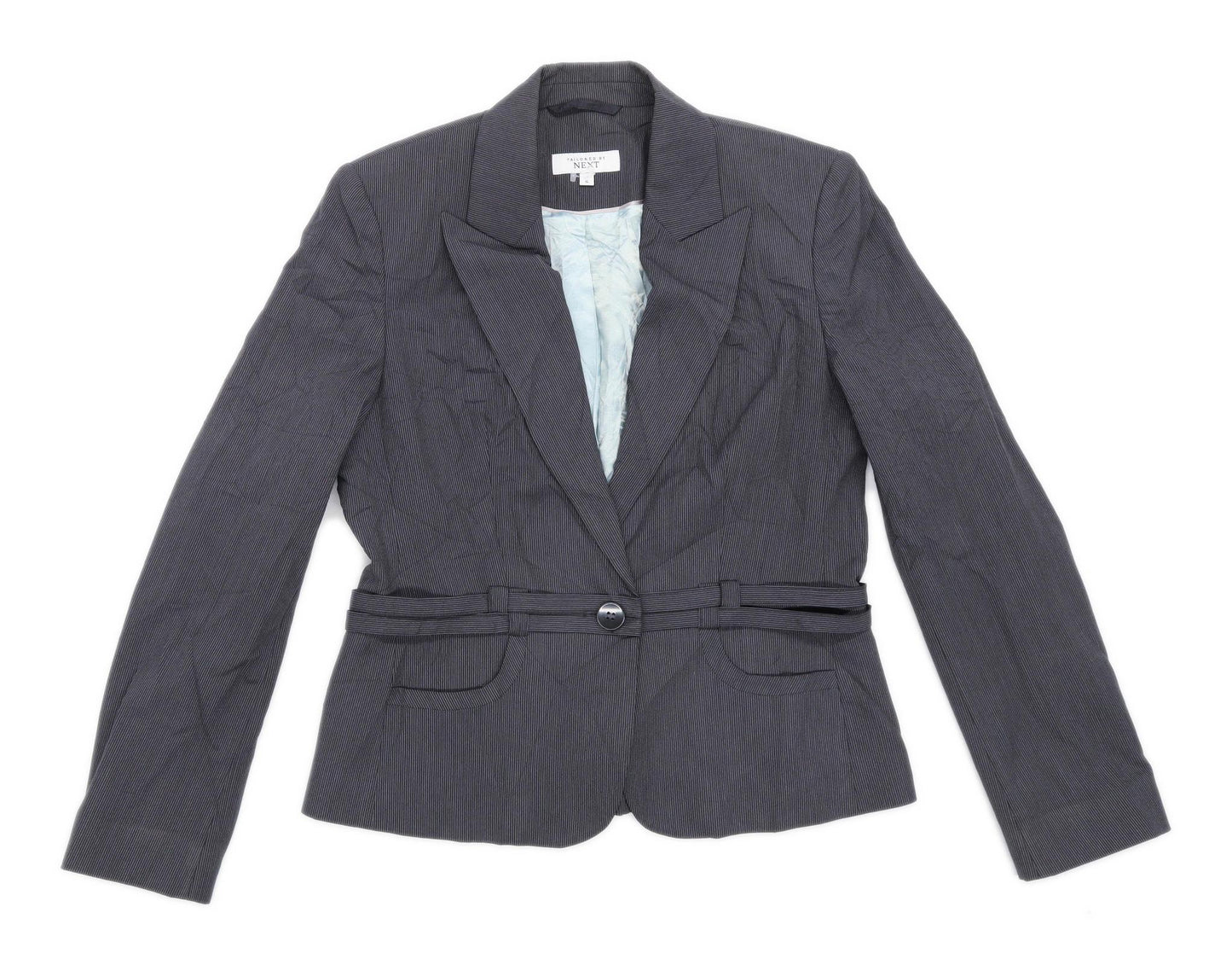 Next Womens Size 14 Grey Striped Suit Jacket (Regular)