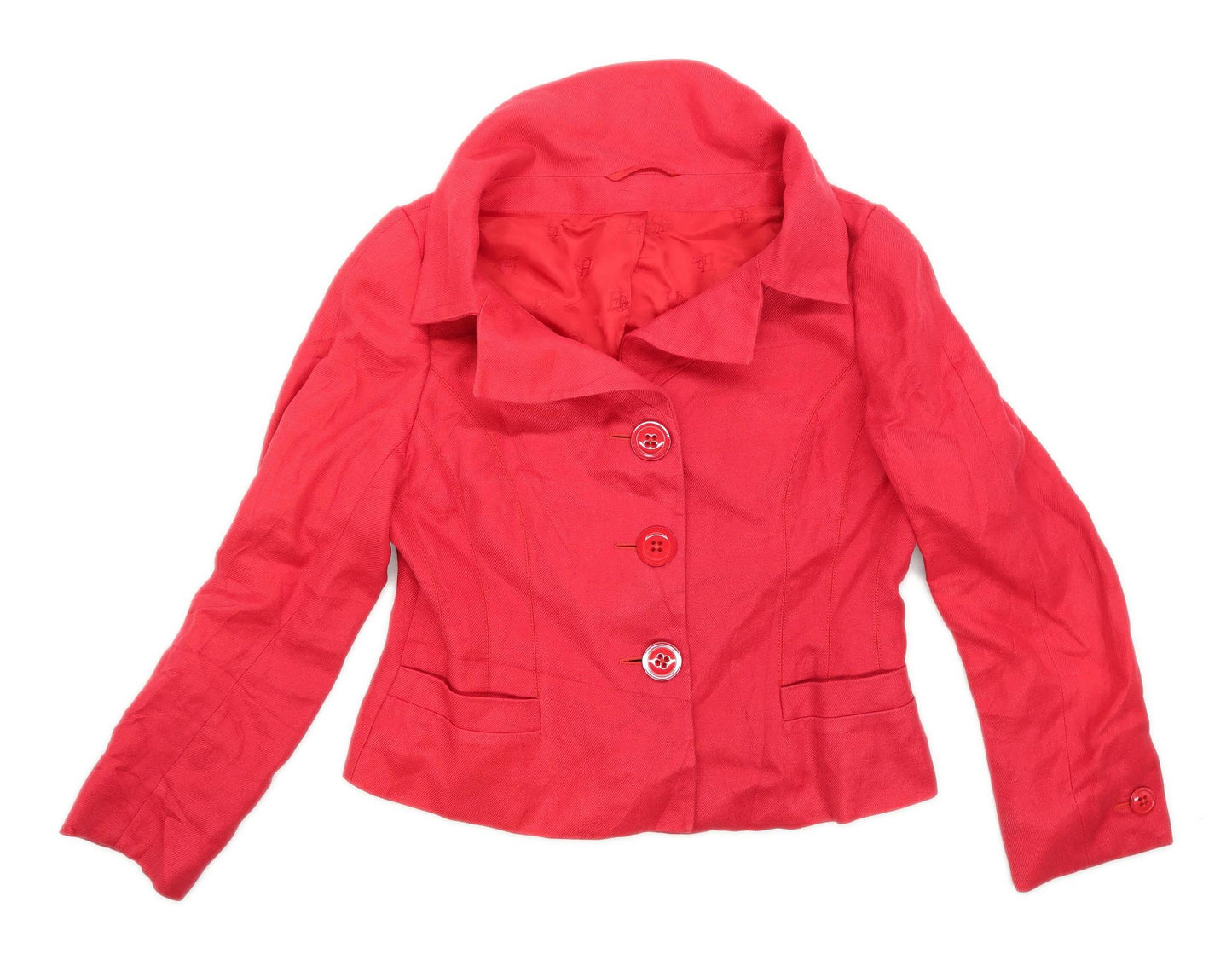 Hobbs Womens Size 14 Linen Red Jacket