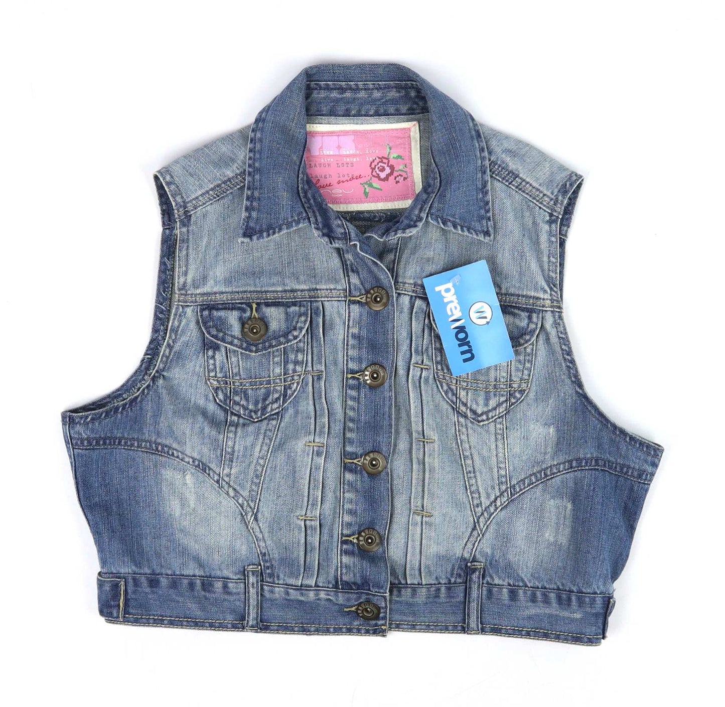 New Look Womens Size 6 Blue Denim Waistcoat
