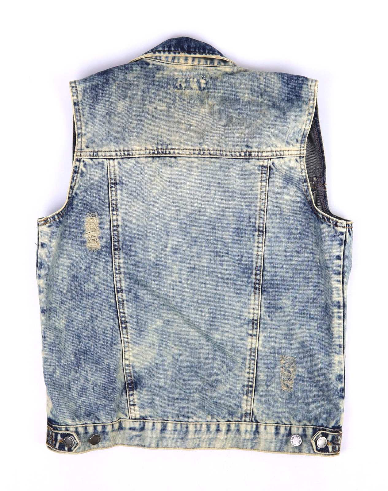 Ware Denim Womens Size 10 Blue Distressed Denim Waistcoat