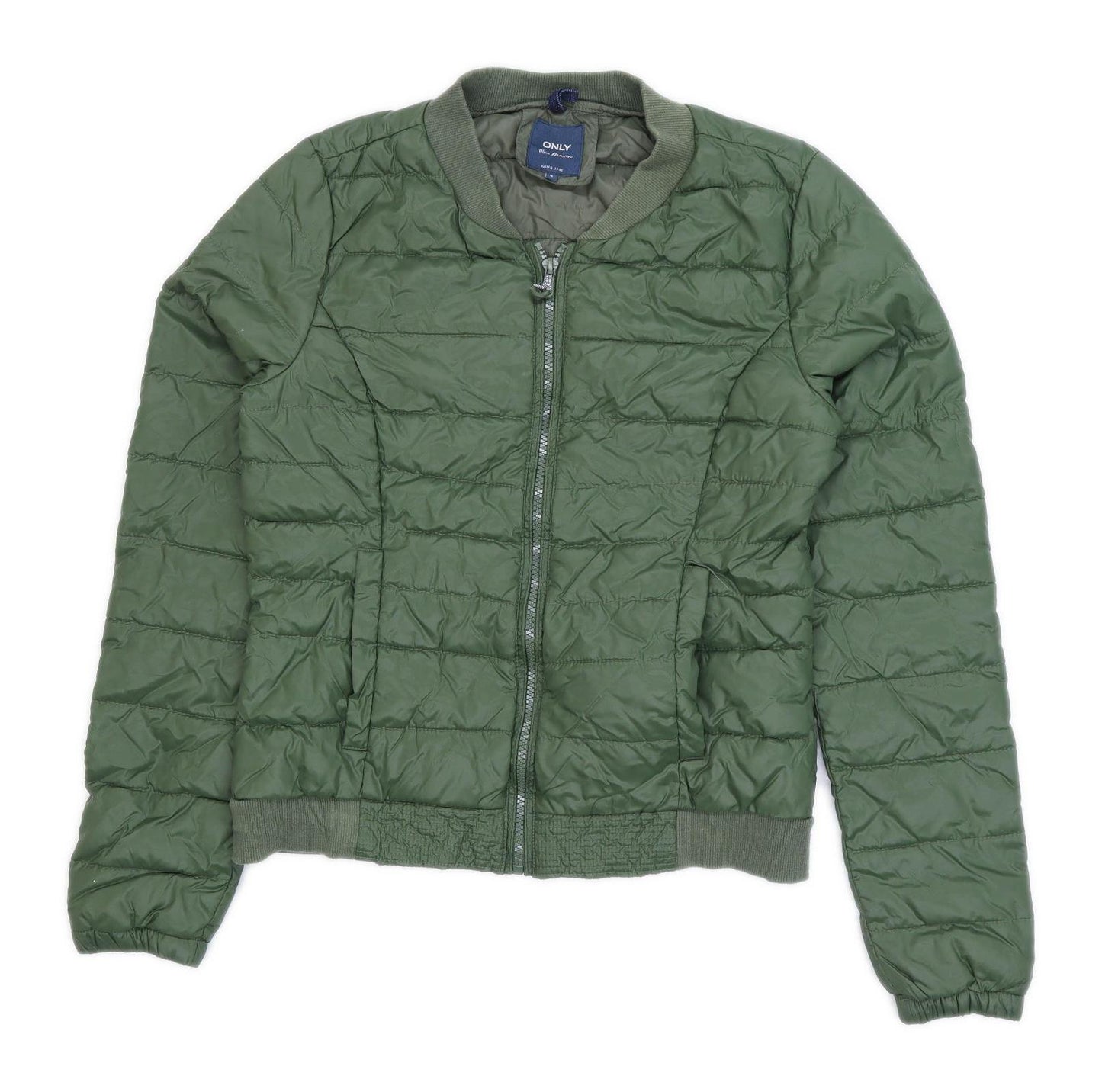 Only Womens Size S Green Quilted Bomber Jacket