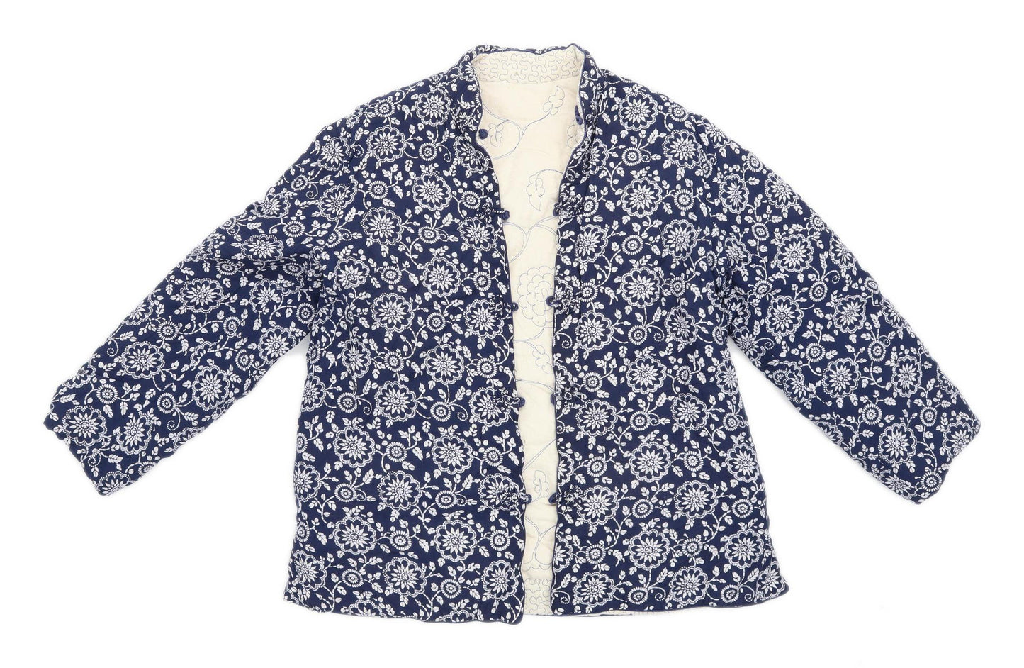 Preworn Womens Size XL Floral Blue Reversable Jacket