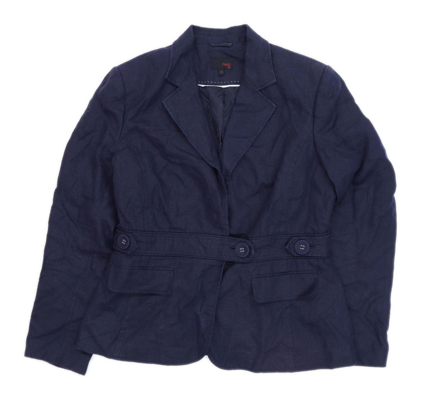 Next Womens Size 14 Linen Blend Blue Jacket