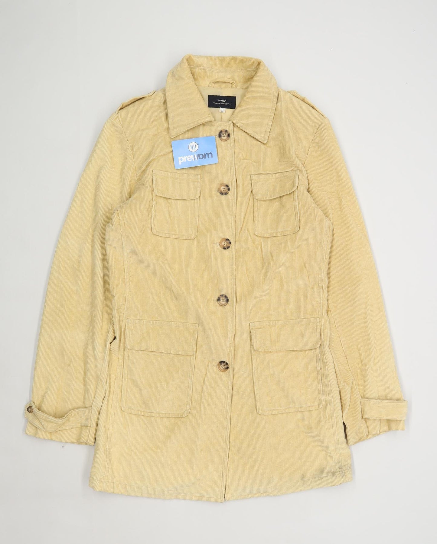 YYSC Womens Size M Corduroy Textured Beige Midweight Coat