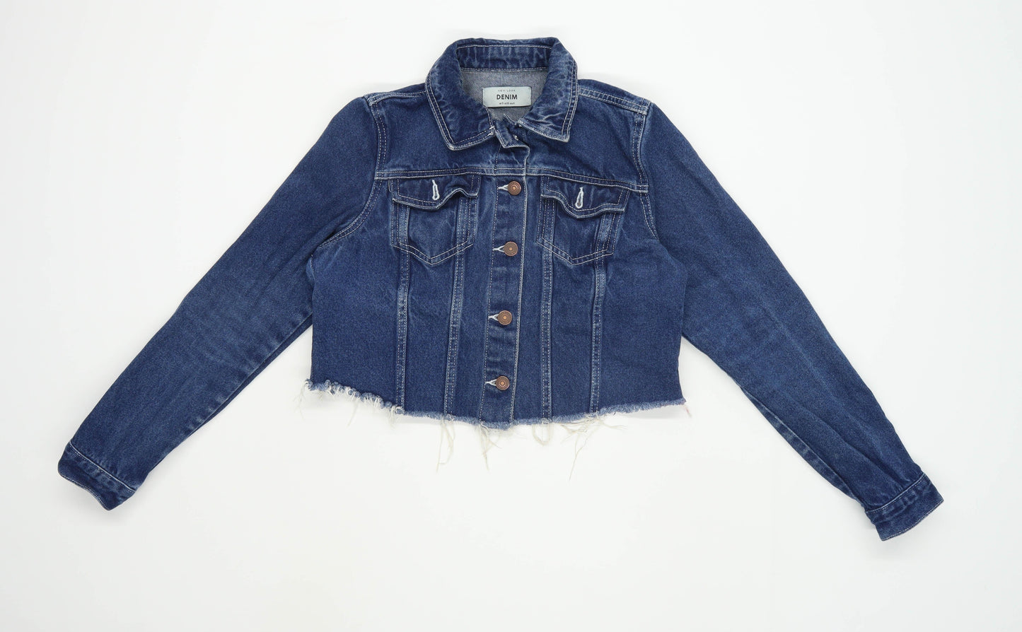 New Look Womens Size 10 Denim Blue Crop Jacket