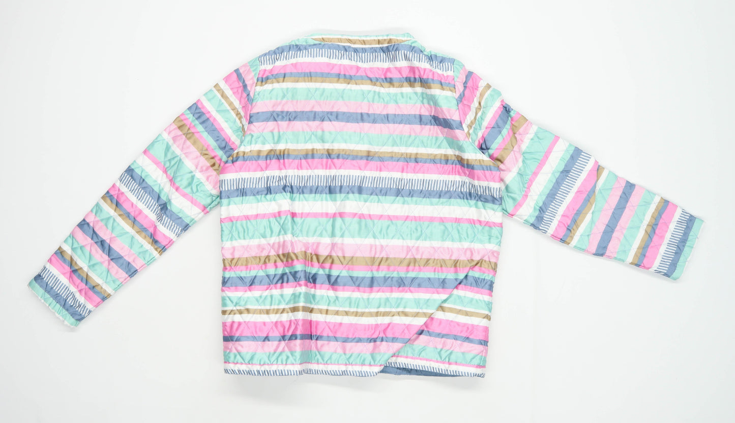 Preworn Womens Size 12 Striped Multi-Coloured Jacket