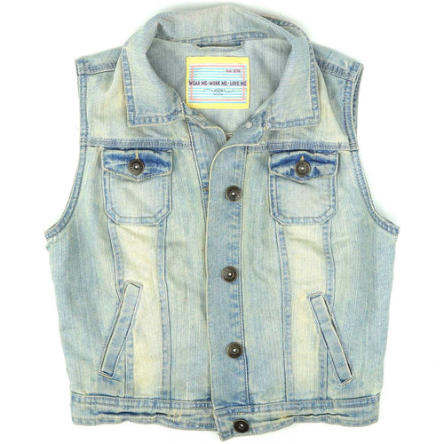 New Look Womens Size 8 Blue Stone Wash Denim Waistcoat
