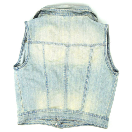 New Look Womens Size 8 Blue Stone Wash Denim Waistcoat