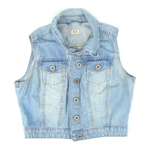 F&F Womens Size 12 Blue Stonewashed Denim Waistcoat