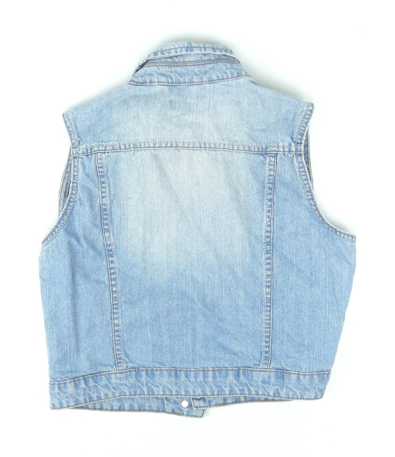 F&F Womens Size 12 Blue Stonewashed Denim Waistcoat