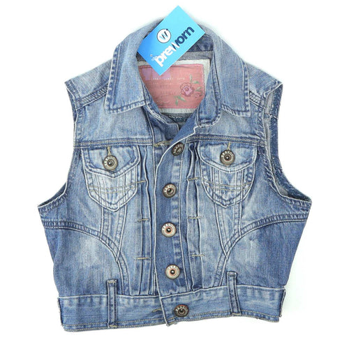 New Look Womens Size 6 Blue Denim Waistcoat