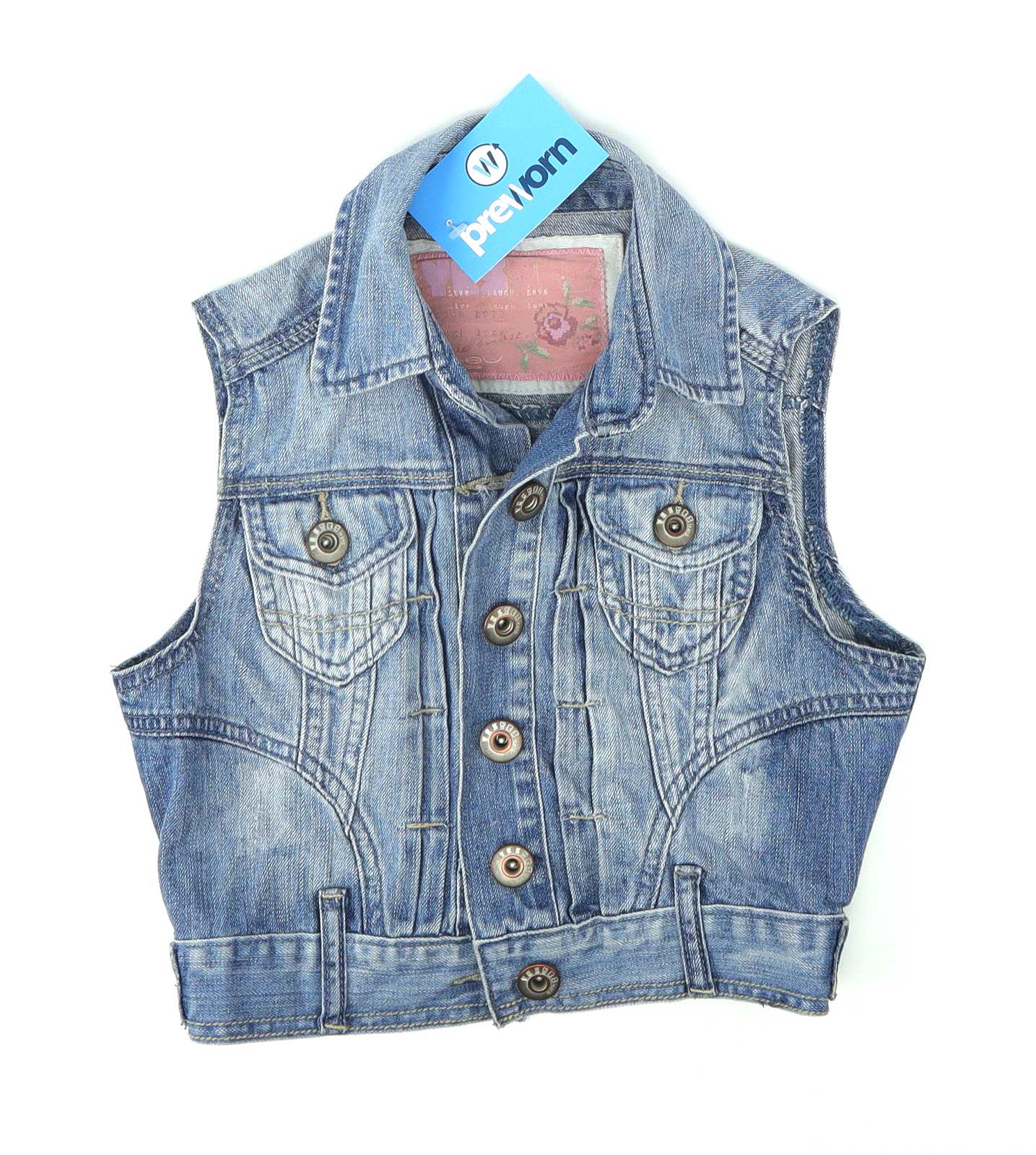 New Look Womens Size 6 Blue Denim Waistcoat
