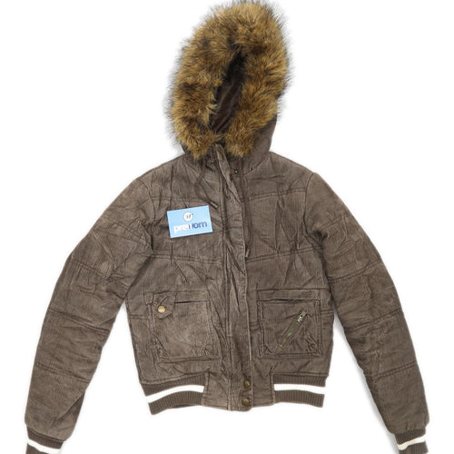 Love Tiff Womens Size XS Corduroy Brown Padded Jacket
