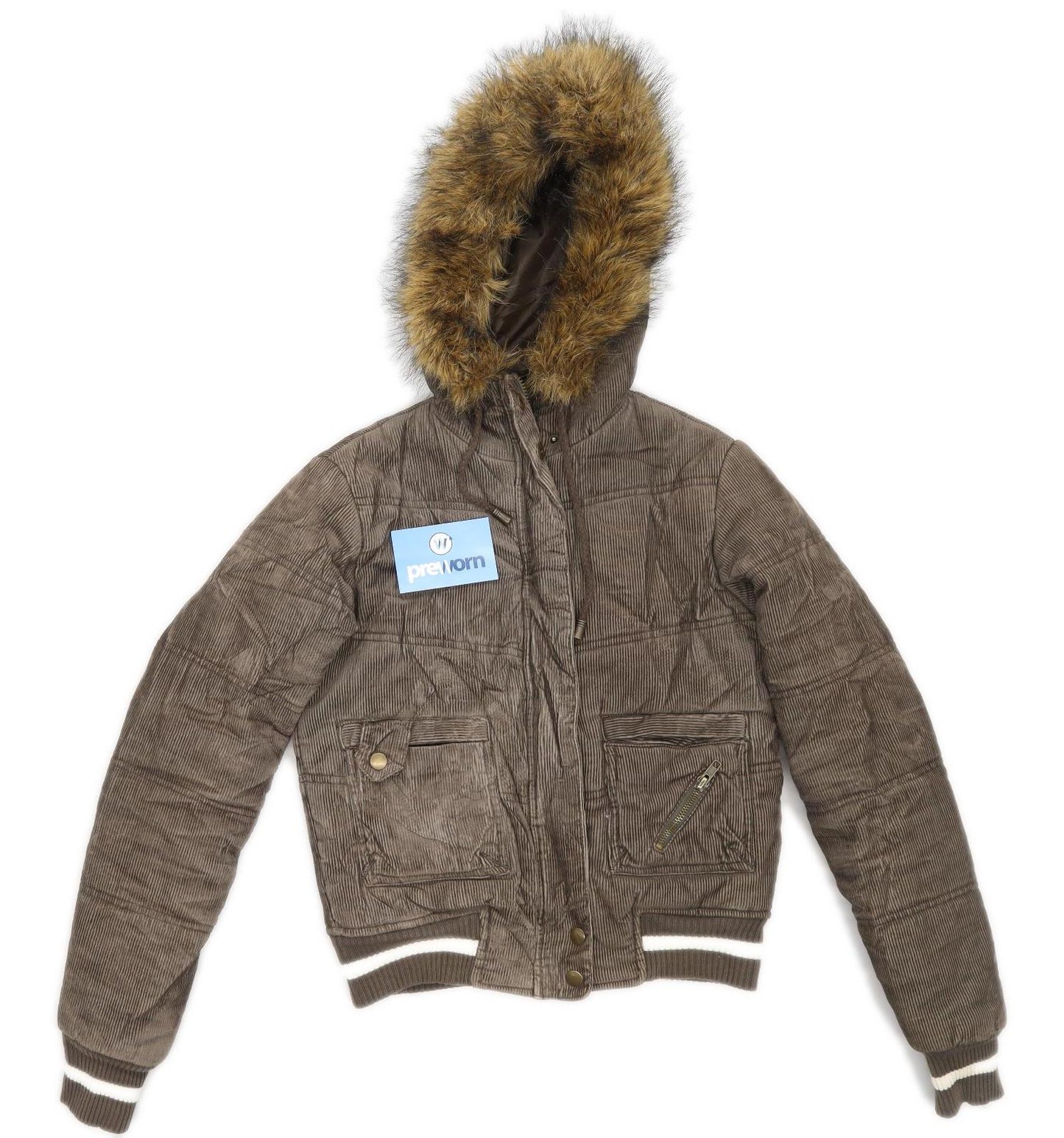 Love Tiff Womens Size XS Corduroy Brown Padded Jacket