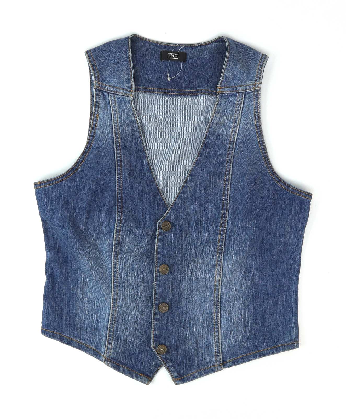 F&F Womens Size 6 Blue Denim Waistcoat
