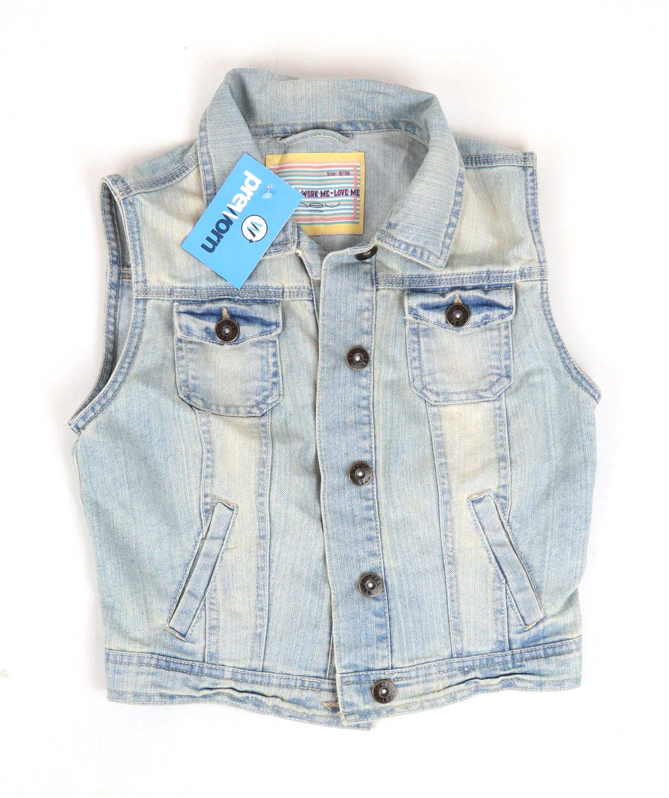 New Look Womens Size 8 Blue Denim Waistcoat