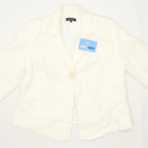 Debenhams Womens Size 12 Linen Blend White Jacket