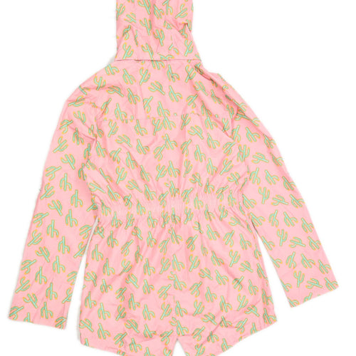 Brave Soul Womens Size 10 Graphic Pink Lightweight Zip Up Cactus Coat