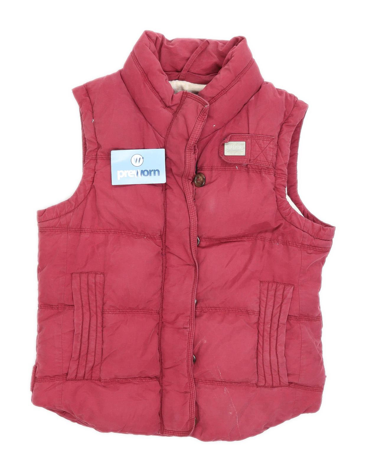 Superdry Womens Size M Cotton Blend Burgundy Gilet