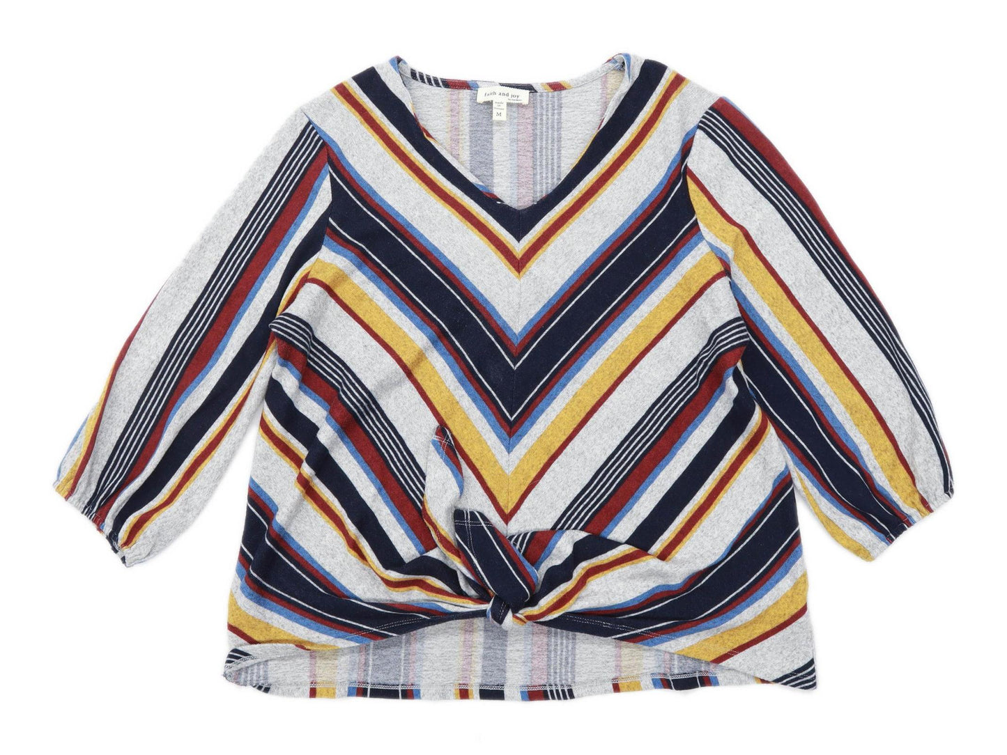 Faith & Joy Womens Size M Striped Sweetheart Multi-Coloured Jumper (Regular)