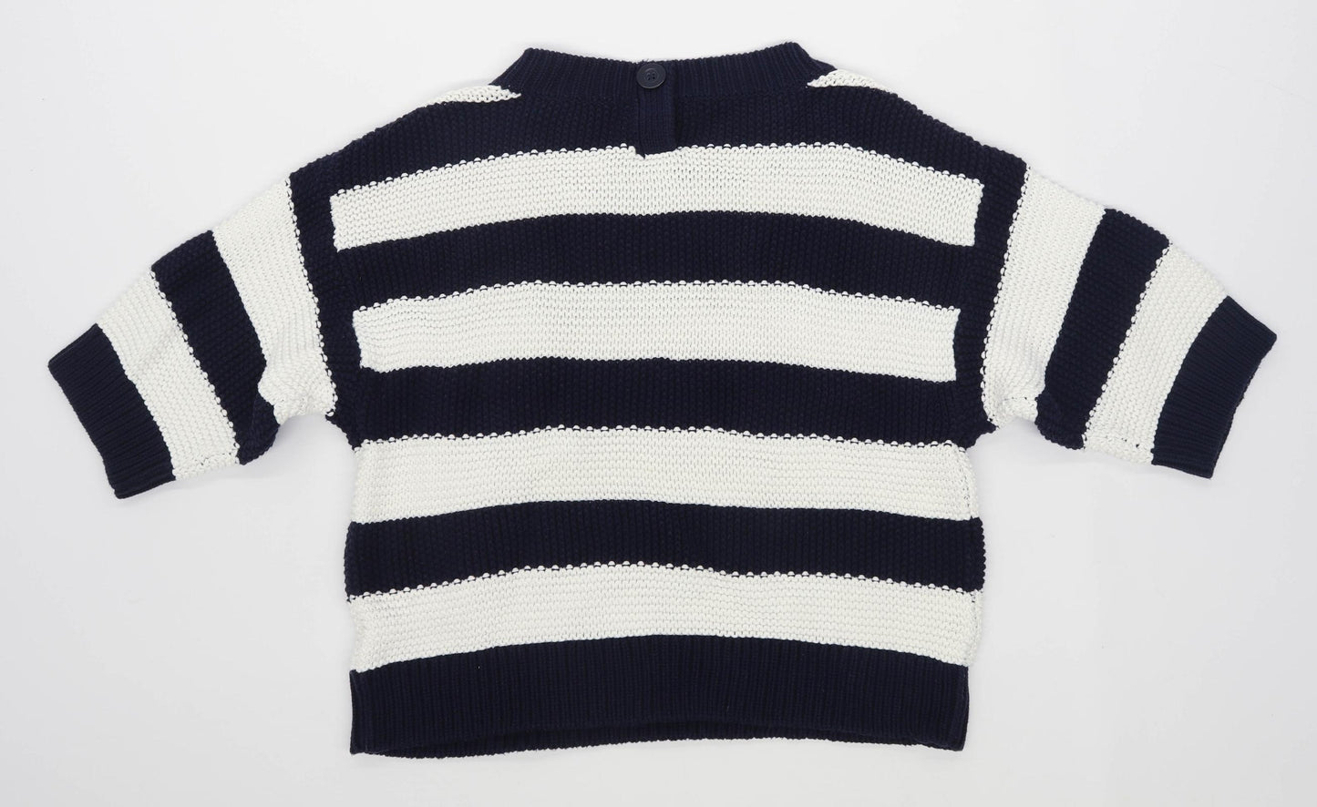 Next Womens Size 14 Striped Cotton Blue Jumper (Regular)