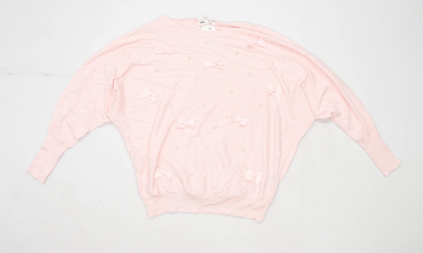 JS Millenium Womens One Size Textured Pink Jumper (Regular)